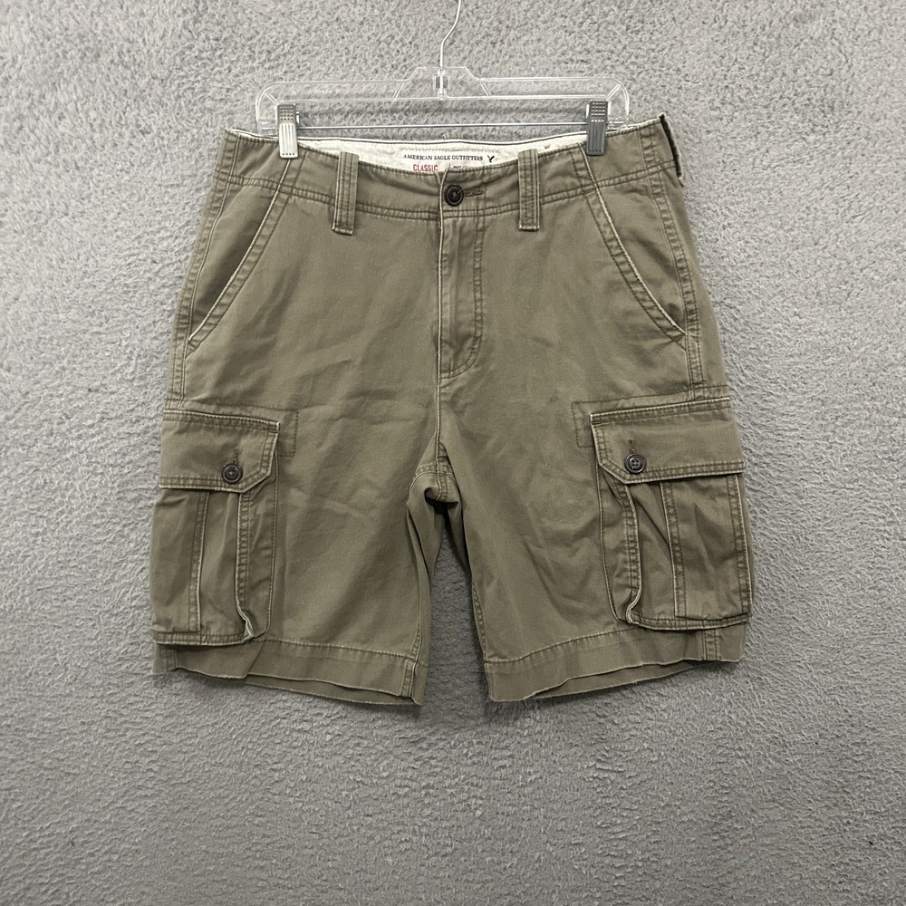 American Eagle Shorts Mens 31 Green Cargo Cotton Classic 10" Inseam Adult